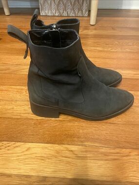 Zara Black Suede Ankle Boots with Side Zip